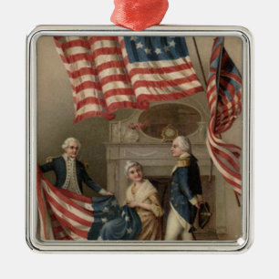 Adorno Metálico Bandera de EE. UU. Betsy Ross George Washington