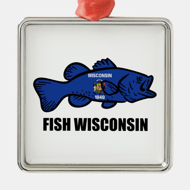 Adorno Metálico Bandera de Fish Wisconsin (Frente)