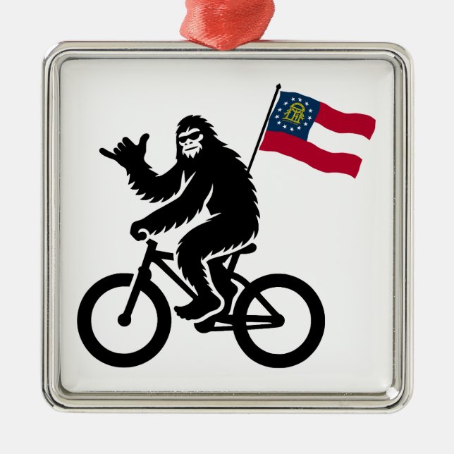 Adorno Metálico Bandera de Georgia en bicicleta de pie (Frente)