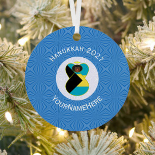 Adorno Metálico Bandera de Hanukkah del Ángel Negro de las Bahamas