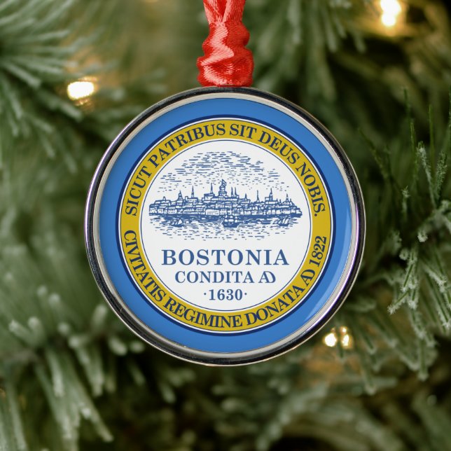 Adorno Metálico Bandera de la ciudad de Boston (Massachusetts) Nom (Árbol)