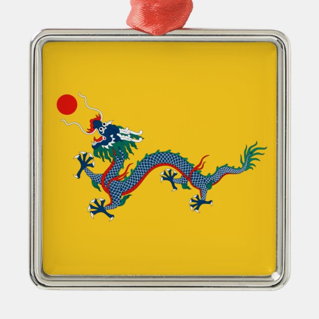 Adorno Metálico Bandera de la dinastía Qing china (dragón chino) ( (Frente)
