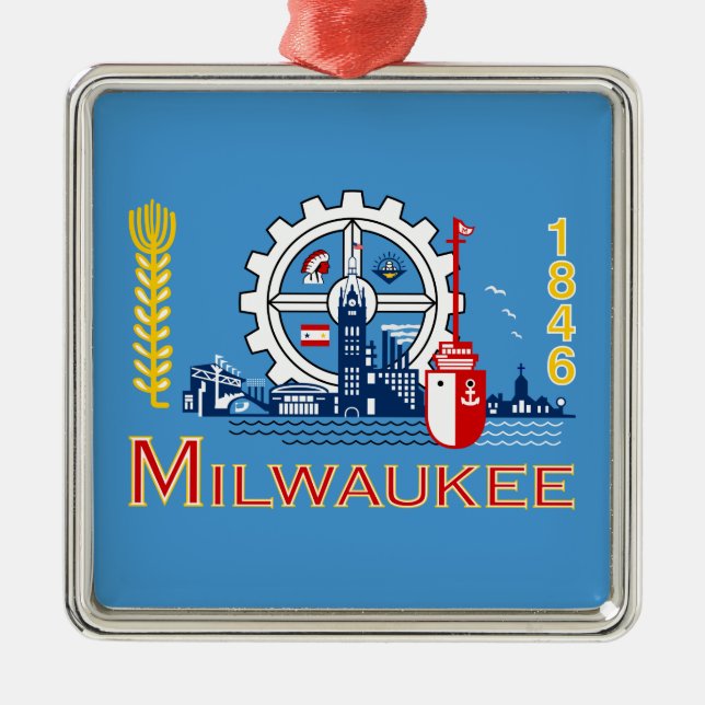 Adorno Metálico Bandera de Milwaukee (Wisconsin) (Frente)
