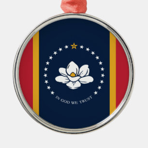 Adorno Metálico Bandera de Misisipi - Nueva Bandera de Magnolia