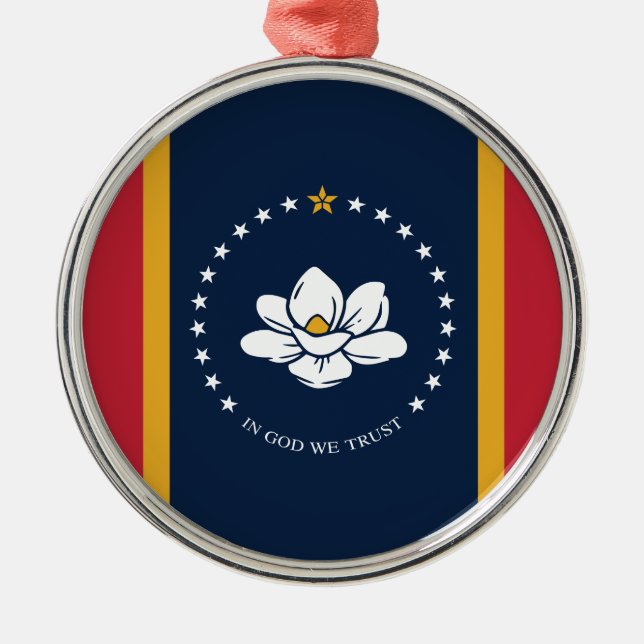 Adorno Metálico Bandera de Misisipi - Nueva Bandera de Magnolia (Frente)
