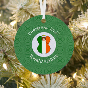 Adorno Metálico Bandera de Navidad del Ángel Irlandés Personalizad