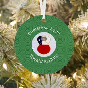 Adorno Metálico Bandera de Navidad Personalizada Abuela Angel Chil