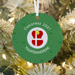 Adorno Metálico Bandera de Navidad personalizada del ángel danés 