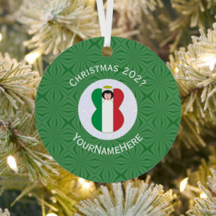 Adorno Metálico Bandera de Navidad personalizada del ángel italian