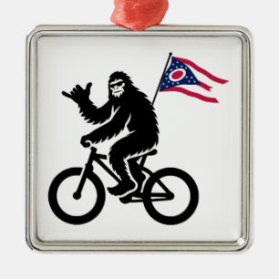 Adorno Metálico Bandera de Ohio para ciclismo de pie grande