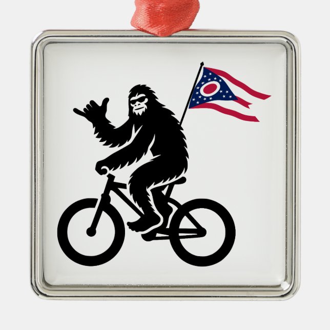 Adorno Metálico Bandera de Ohio para ciclismo de pie grande (Frente)