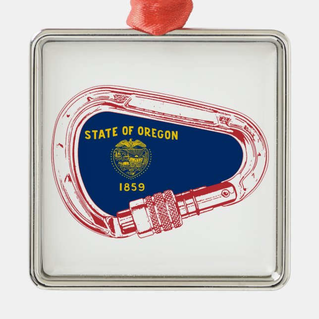Adorno Metálico Bandera de Oregón Escalando Carabiner (Frente)