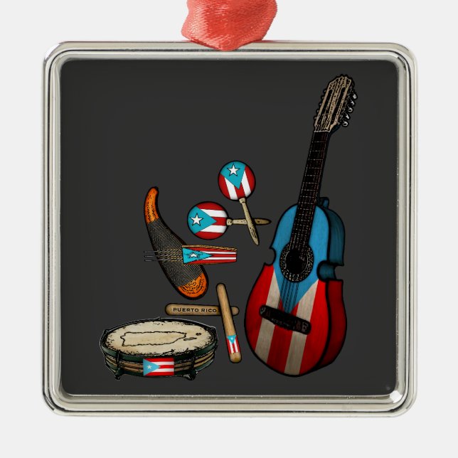 Adorno Metálico Bandera de Puerto Rico | Instrumentos tradicionale (Frente)