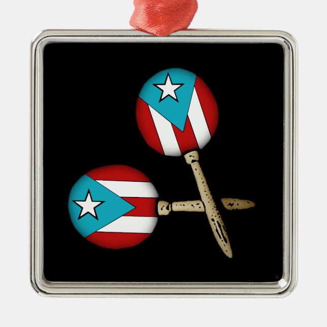 Adorno Metálico Bandera de Puerto Rico Maracas (Frente)