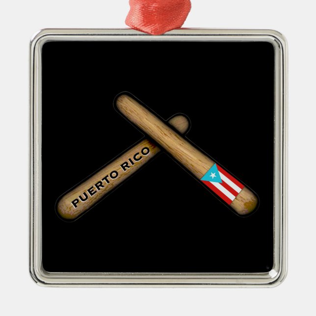 Adorno Metálico Bandera de Puerto Rico Percusión palitos en Palito (Frente)