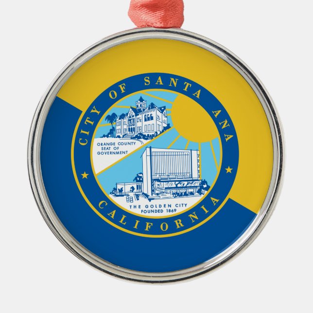 Adorno Metálico Bandera de Santa Ana (California) (Frente)
