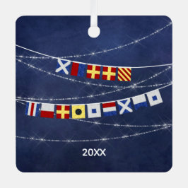 Adorno Metálico Bandera de señal navideña de mora nautica de fecha