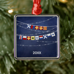 Adorno Metálico Bandera de señalización de merry náutico con Navid