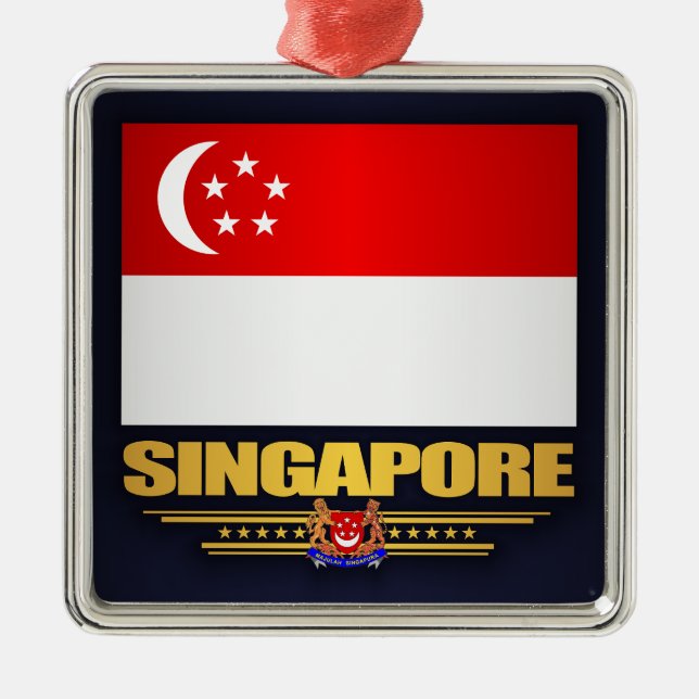 Adorno Metálico Bandera de Singapur (Frente)