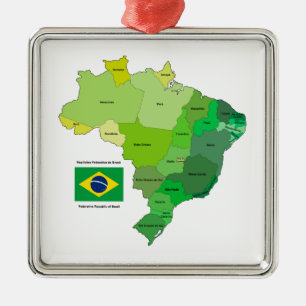 Adorno Metálico Bandera del Brasil y mapa político