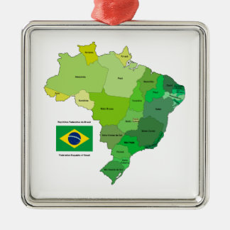 Adorno Metálico Bandera del Brasil y mapa político