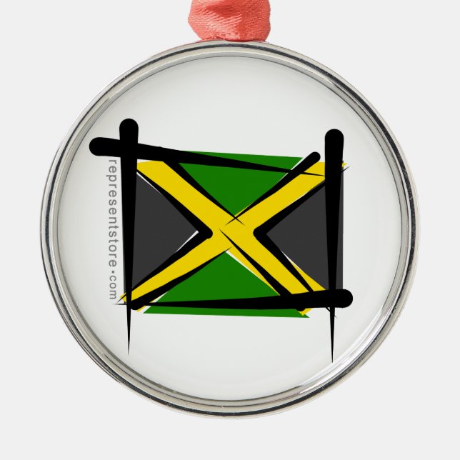 Adorno Metálico Bandera del cepillo de Jamaica (Frente)