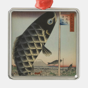 Adorno Metálico Bandera del Festival de Peces Koi Japoneses Hirosh