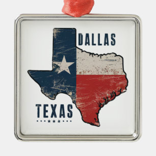 Adorno Metálico Bandera del mapa del estado de Dallas Texas