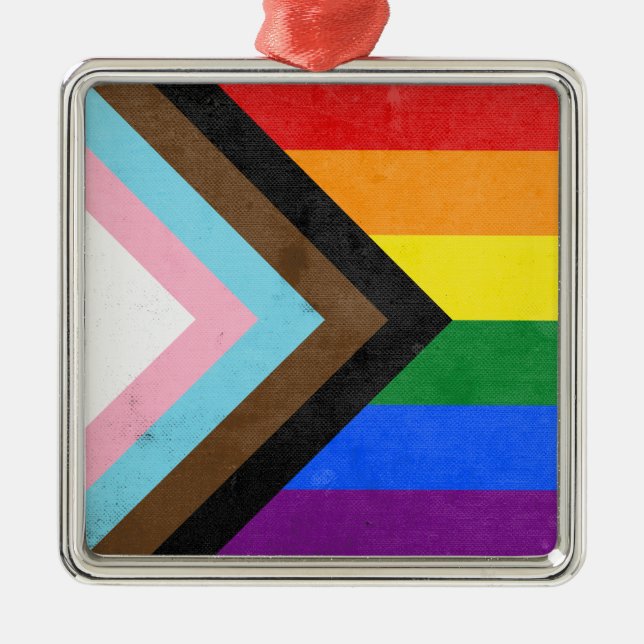 Adorno Metálico Bandera del Orgullo Progreso (Frente)