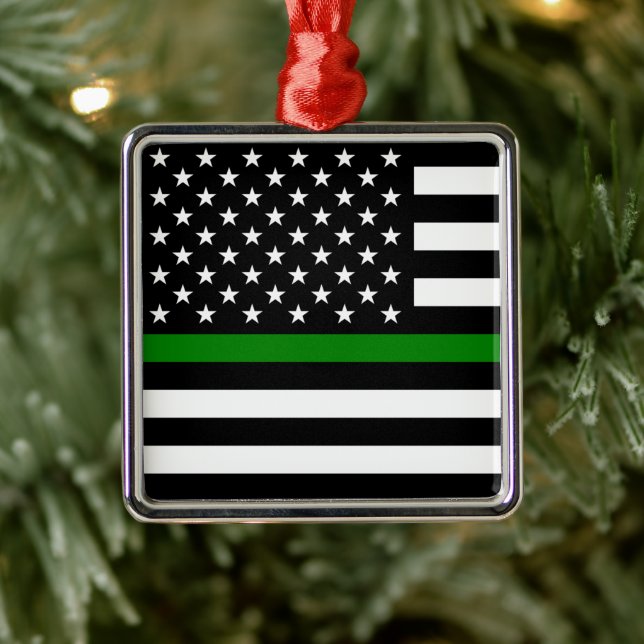 Adorno Metálico Bandera delgada de la Línea Verde: Veteranos milit (Árbol)