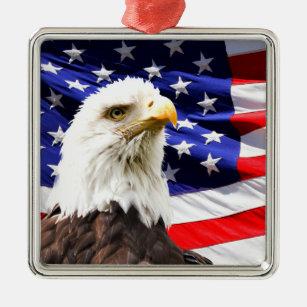 Adorno Metálico Bandera estadounidense con águila calva