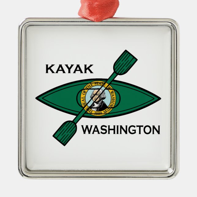 Adorno Metálico Bandera estatal de Kayak Washington (Frente)