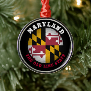 ADORNO METÁLICO BANDERA ESTATAL DE LA LÍNEA ANTIGUA DE MARYLAND