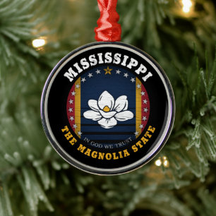 ADORNO METÁLICO BANDERA ESTATAL DE MISSISSIPPI MAGNOLIA