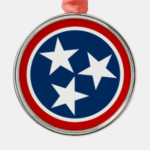 Adorno Metálico Bandera Estatal Tennessee Estrellas Blancas Azules