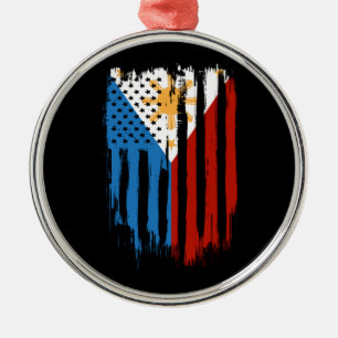 Adorno Metálico Bandera filipina mitad americana mitad filipina
