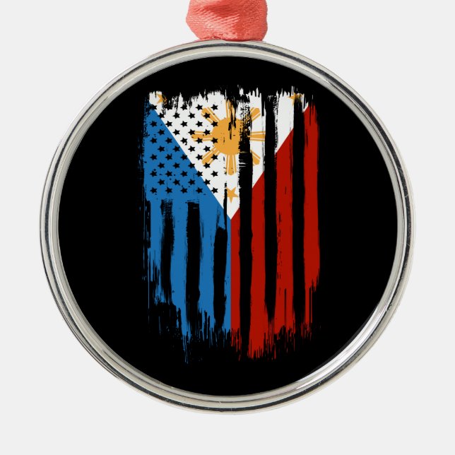 Adorno Metálico Bandera filipina mitad americana mitad filipina (Frente)