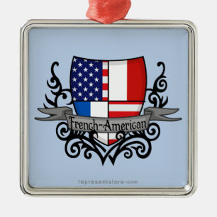Adorno Metálico Bandera Francés-Americana del escudo