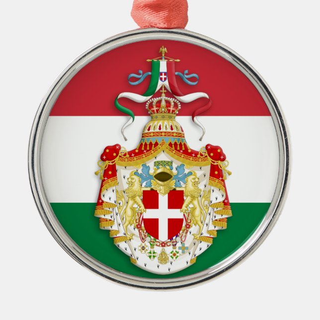 Adorno Metálico Bandera italiana con insignia del Reino de Italia (Frente)