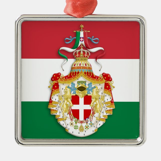 Adorno Metálico Bandera italiana con insignia del Reino de Italia (Frente)