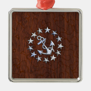 Adorno Metálico Bandera Náutica Americana de Yate Wet Look