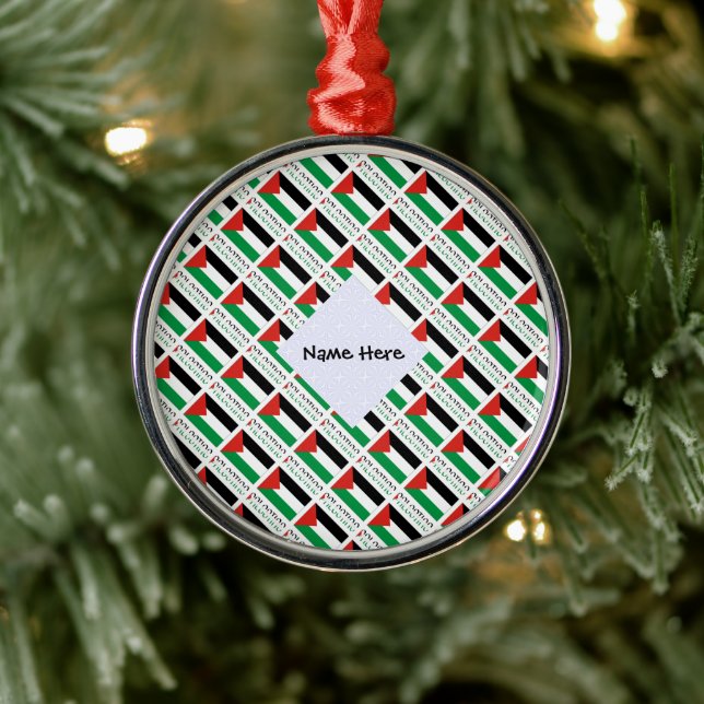 Adorno Metálico Bandera palestina enlosada negra personal (Árbol)