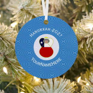 Adorno Metálico Bandera personalizada de Hanukkah Chile Abuela Áng