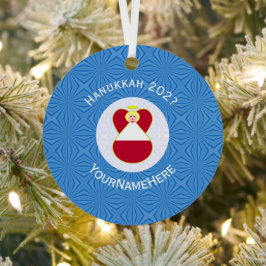 Adorno Metálico Bandera personalizada de Hanukkah del ángel austrí