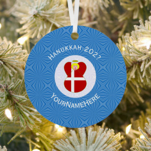Adorno Metálico Bandera personalizada de Hanukkah del ángel danés