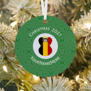 Adorno Metálico Bandera personalizada de Navidad del ángel belga