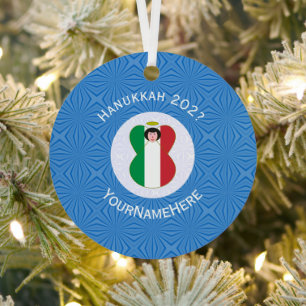 Adorno Metálico Bandera personalizada del ángel italiano de Hanukk