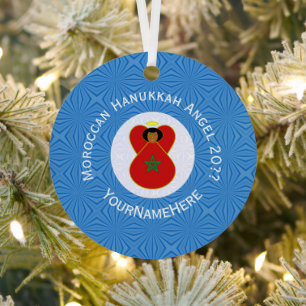 Adorno Metálico Bandera personalizada del ángel marroquí de Hanukk