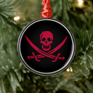 Adorno Metálico Bandera pirata de Calico Jack Cráneo y Espadas Car