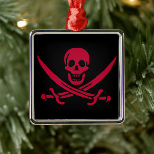Adorno Metálico Bandera pirata de Calico Jack Cráneo y espadas esc